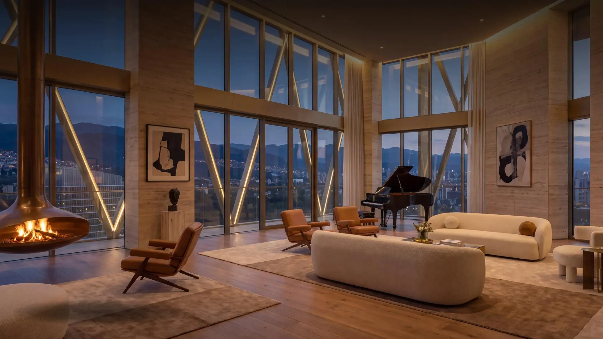 Concept living room with panoramic views in Trump Tower Tbilisi