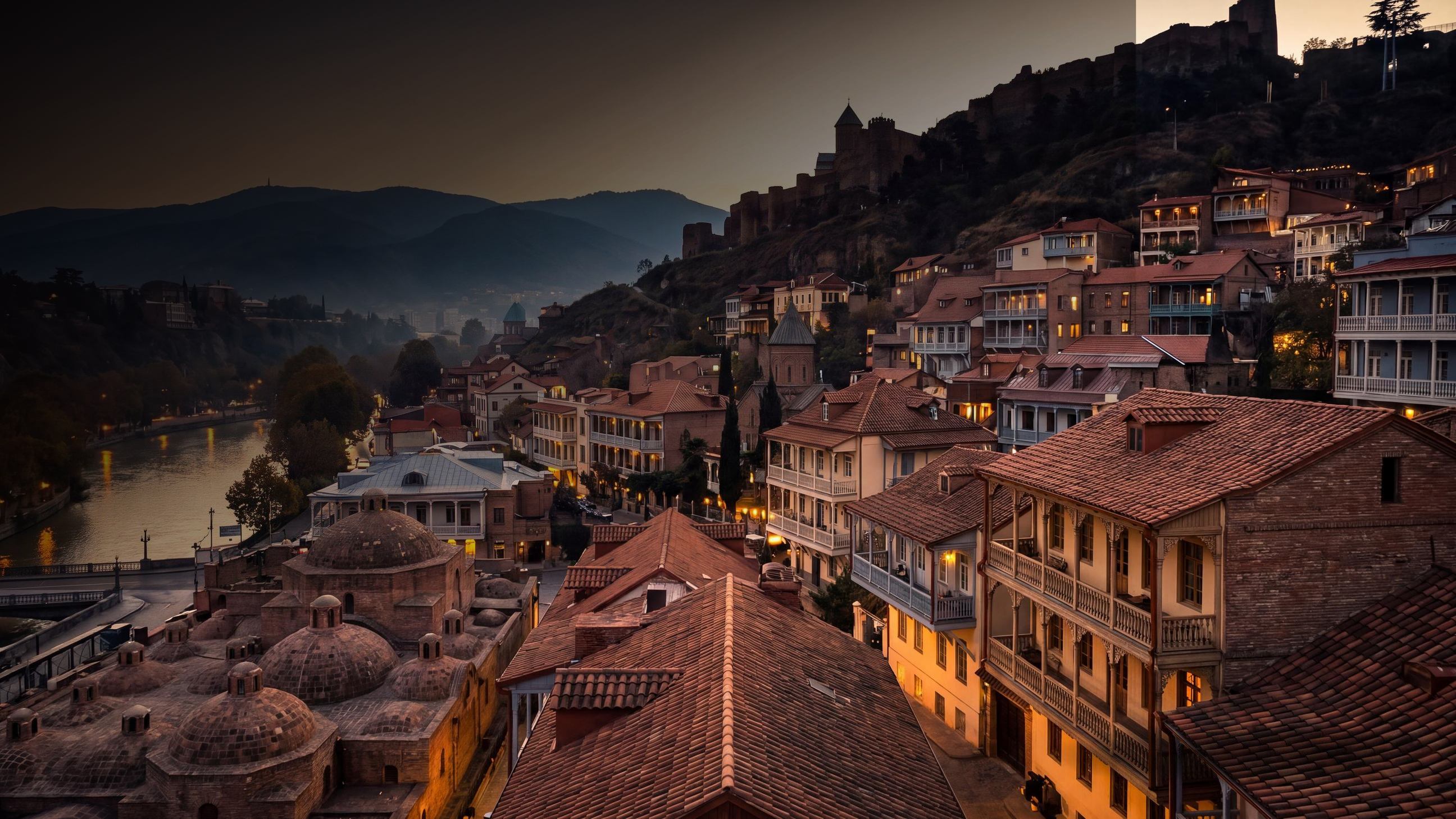 Old Tbilisi rooftops, balconies and the Narikala hillside